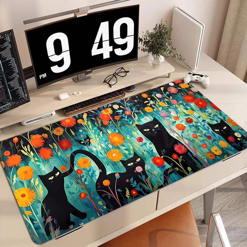 

Anime Mouse Pad Various Cat large desk mat Gaming Rubber Desk pad Stitched Edge Table keyboard Extended pad Kawaii XXL mousepad