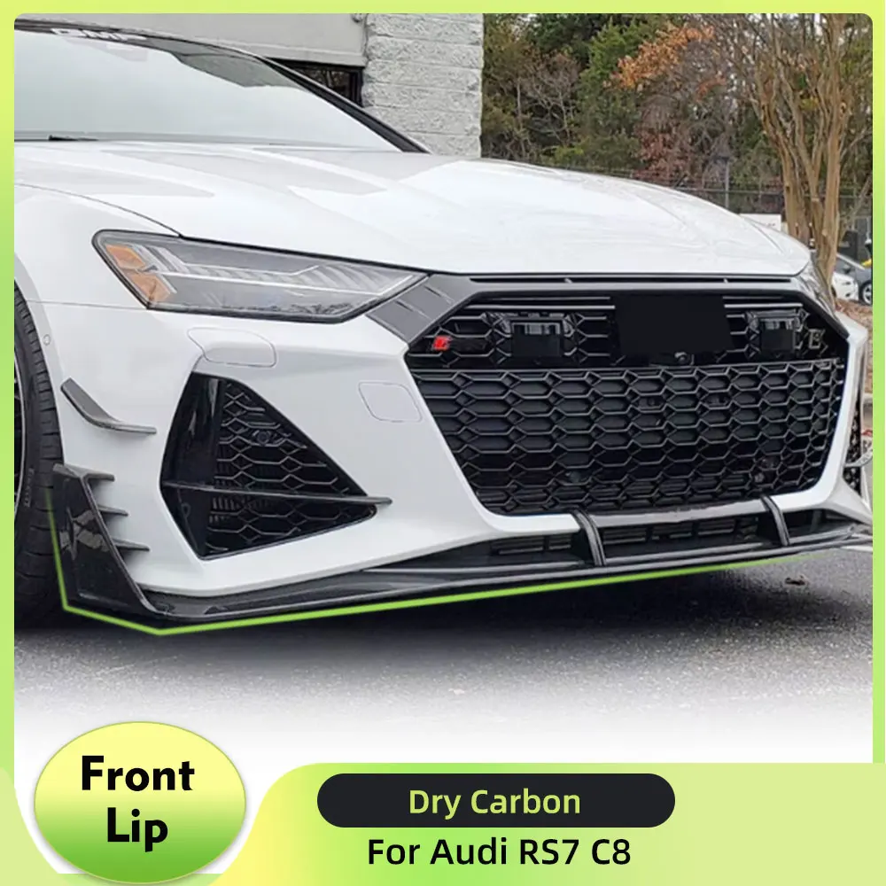 Dry Carbon Fiber Front Bumper Lip Splitters for Audi RS7 C8 Hatchback 2020 - 2022  Front Bumper Lip Spoiler Splitters Guard