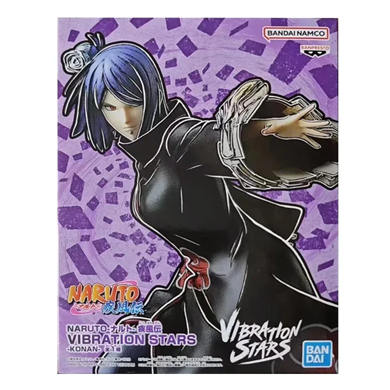 Bandai-Naruto Shippuden Stars Vibrating Anime Action Figure Model Toy, Namco Banpresto, Konan, Original Gift Collection, 15cm