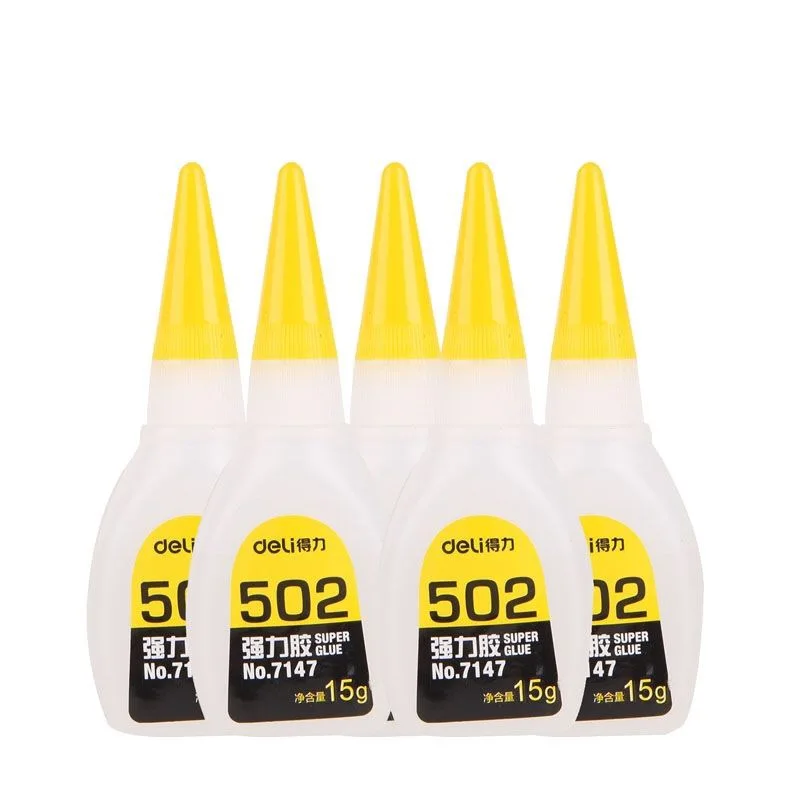 10pcs Deli 15g Liquid Super 502 Glue Fast Dry Strong Bond Rubber Metal Glass Wood Plastic Home Office Supply Repair Adhesive