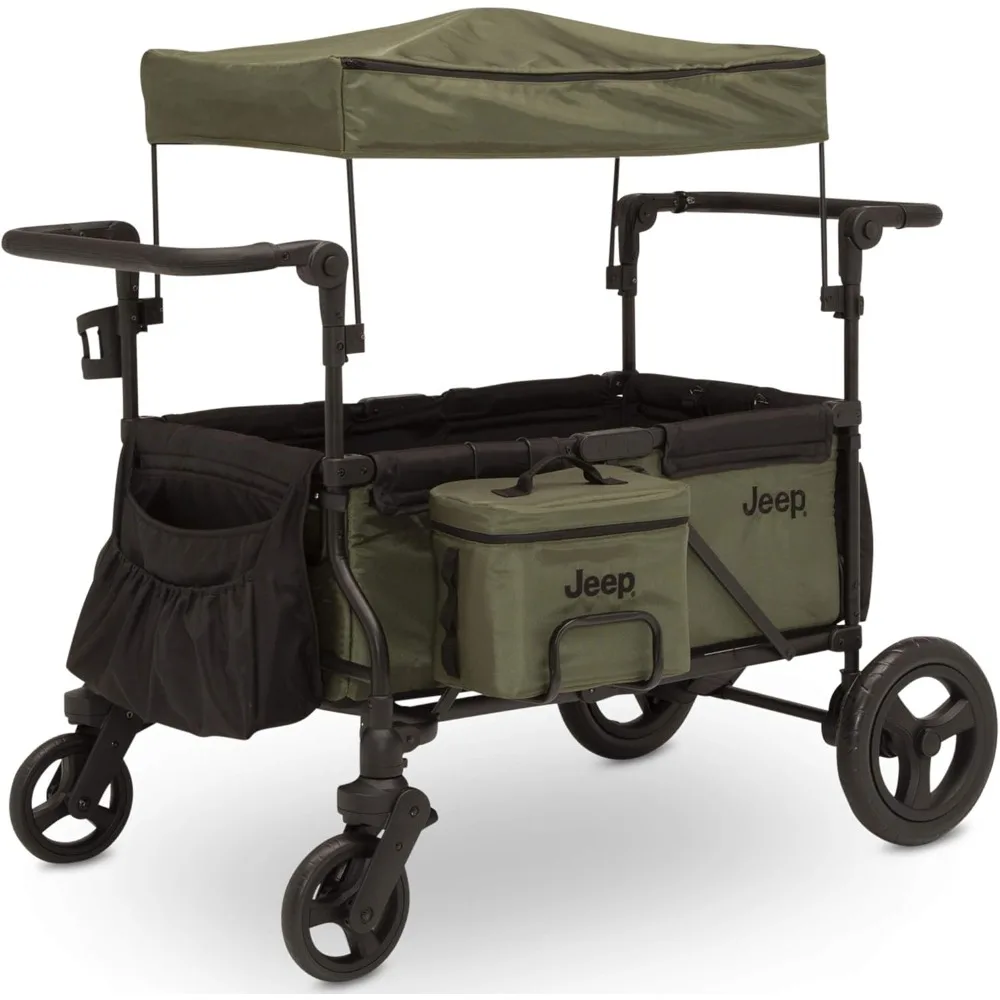 

Jeep Deluxe Wrangler Stroller Wagon with Cooler Bag and Parent Organizer by, Black/Green