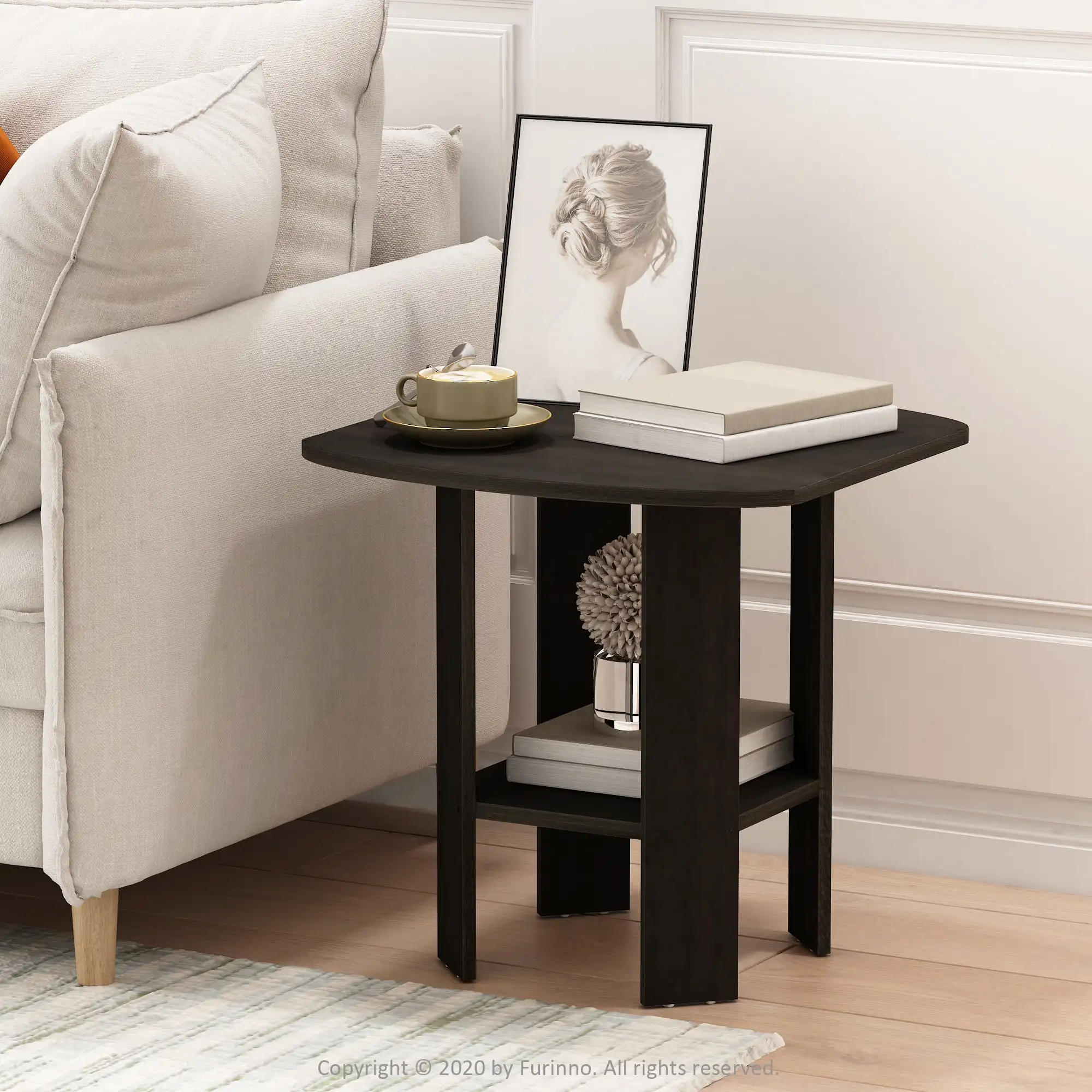 Simple Design End Side Table Brown Simple Stylish Design Added Safety Features with A Rounded Corner Design