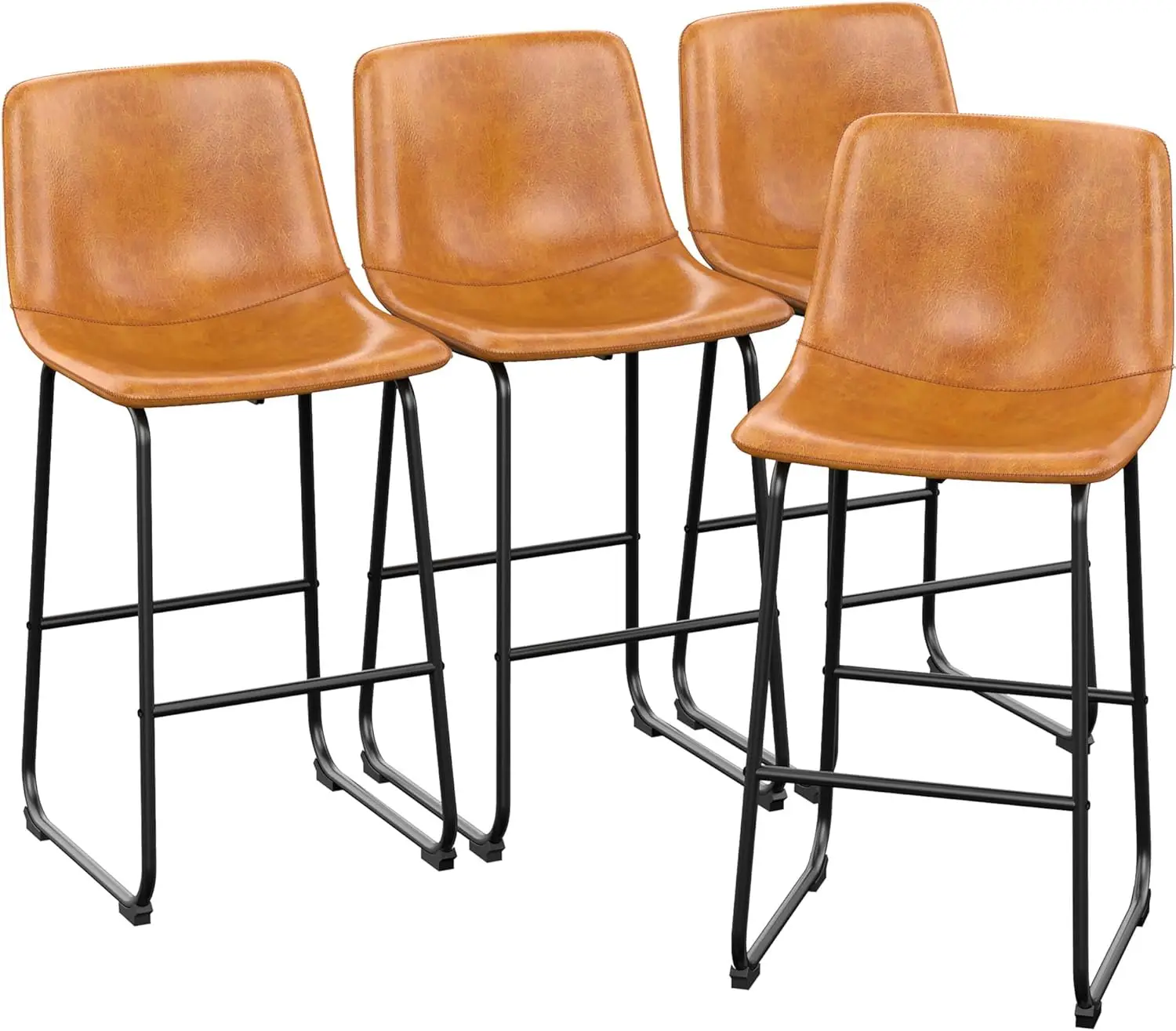 Set di 4 sgabelli da bar, sgabelli da bar ad altezza bancone in pelle PU, sgabelli da bar moderni da 30" con gambe e poggiapiedi in metallo, din urbano senza braccioli