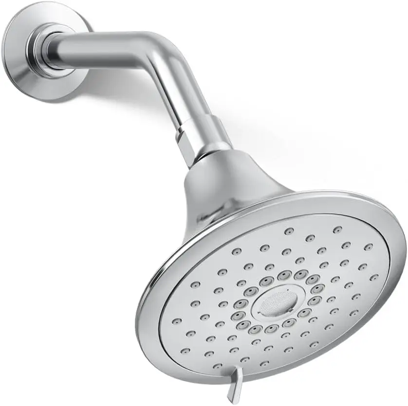 

Three-function showerhead with pulsating massage, silk spray, and polished chrome finish. Corrosion resistant, full coverage.