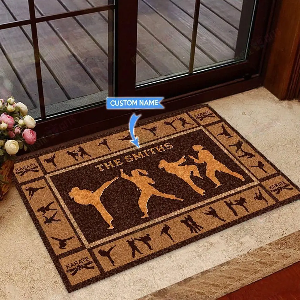 Jiu Jitsu Karata Sport Lover Custom Name Gift Decor Porch Doormat Rug Mats Floor Carpet 3D All Over Printed Doormat Non-slip Q-1