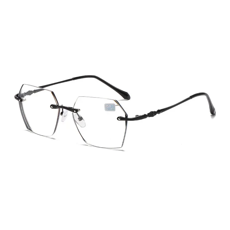 0 To -5.0 Photochromic Myopia Glasses Anti Blue Light Discoloration Flat Mirror Frameless Finished Prescription Grade Glasses