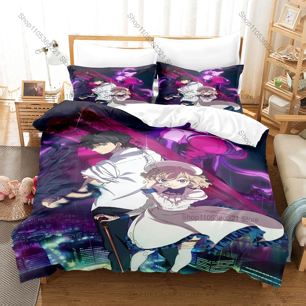 Cool Iwanaga Kotoko Bedding Set Duvet Cover + 2 Pillowcases In/Spectre One-Eyed One-Legged Goddess Yokai Mystery Anime Bedroom D