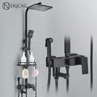 Bathroom Shower Faucet Set 304 Stainless Steel Bathtub Mixer Rainwater Shower System Cold And Hot Mixed Tap Matte Black