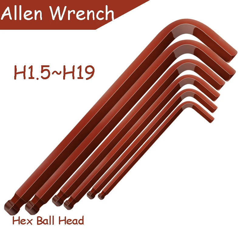 

Extended L Ball Head Allen Key S2 Alloy Screwdriver 1.5 2 2.5 3 4 5 6 8 10 12 14 17 19mm Repair Spanner Metric Hand Tools