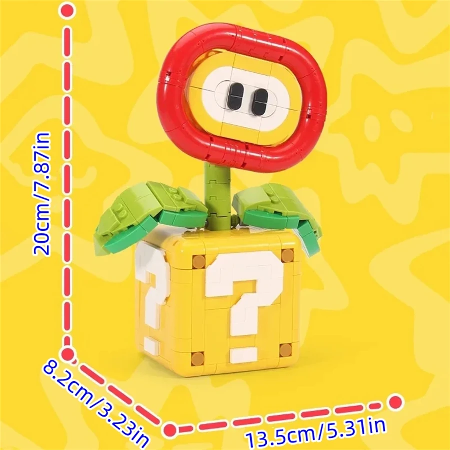Cartoon Game Question Box Flower Building Blocks Set Retro Game Character MOC Bricks Model Toy Desktop Ornament Collectible Gift view 6