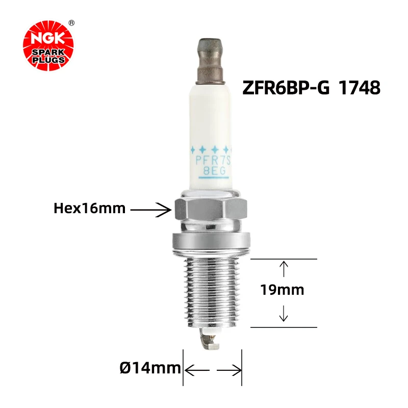 NGK Dual Platinum Spark plug PFR7S8EG 1675 is suitable for Au1di A4LQ3Q5A6L Magotan（4PCS)