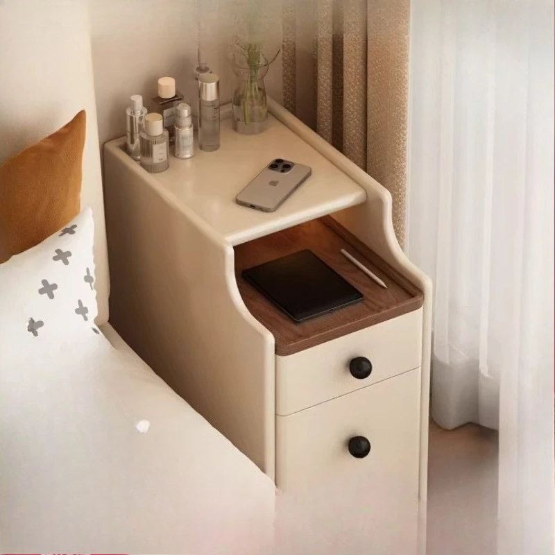 

Solid wood bedside table home bedroom mini small 30cm wide bedside narrow slit storage cabinet
