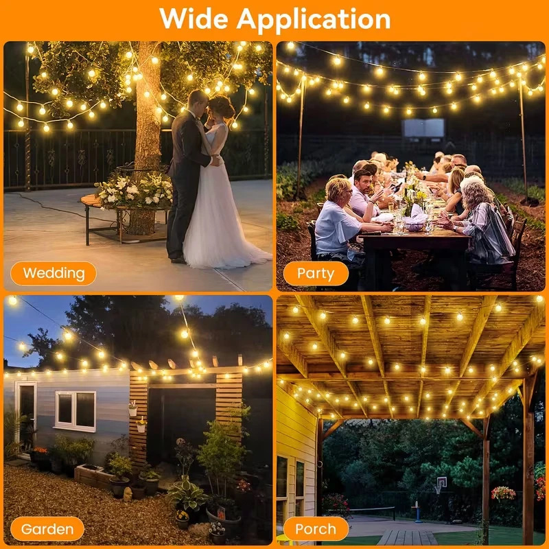 8M/24M/45M Outdoor Garten Lichterketten G40LED Bruchsichere Glühbirne IP44Fairy Lampe 2700K Hochzeit Weihnachten party Decor Girlande Lampe – Detail 13