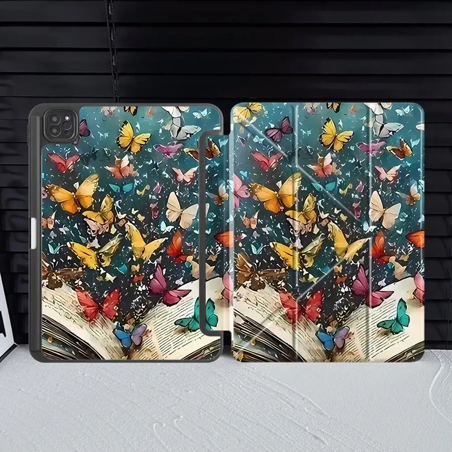 Capa para Tablet para iPad Pro 11ª 10ª 9ª 8ª 7ª 12.9 polegadas Mini 6 7 Air 4 5 M3 M2 1 2 M4 11 polegadas Pro 2025 Suporte Capa Borboleta