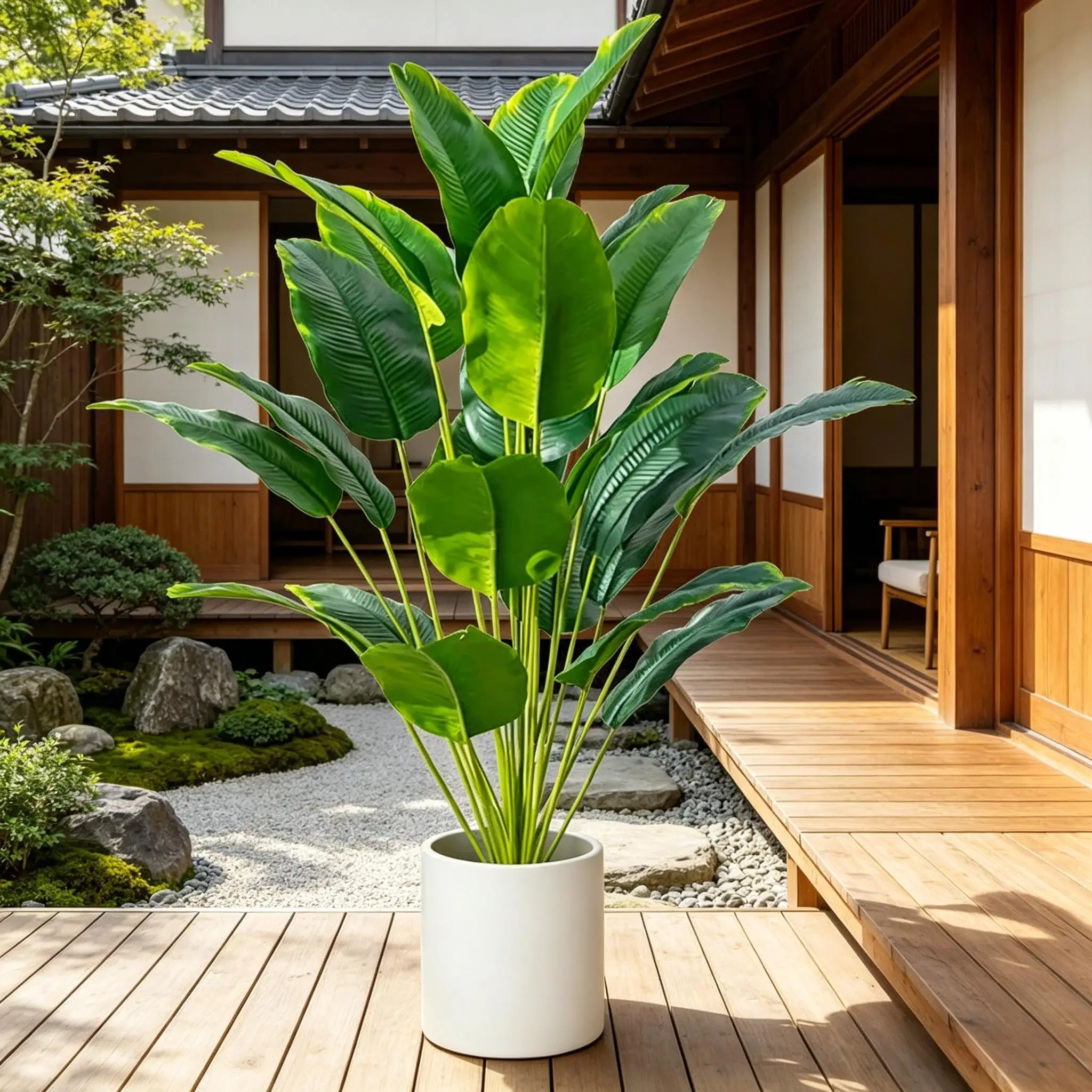 1 Pieza de Planta Artificial Ave del Paraíso de 67-112cm, Gran Palmera Tropical Falsa para Decoración de Hogar, Jardín, Oficina y Fiestas 2026