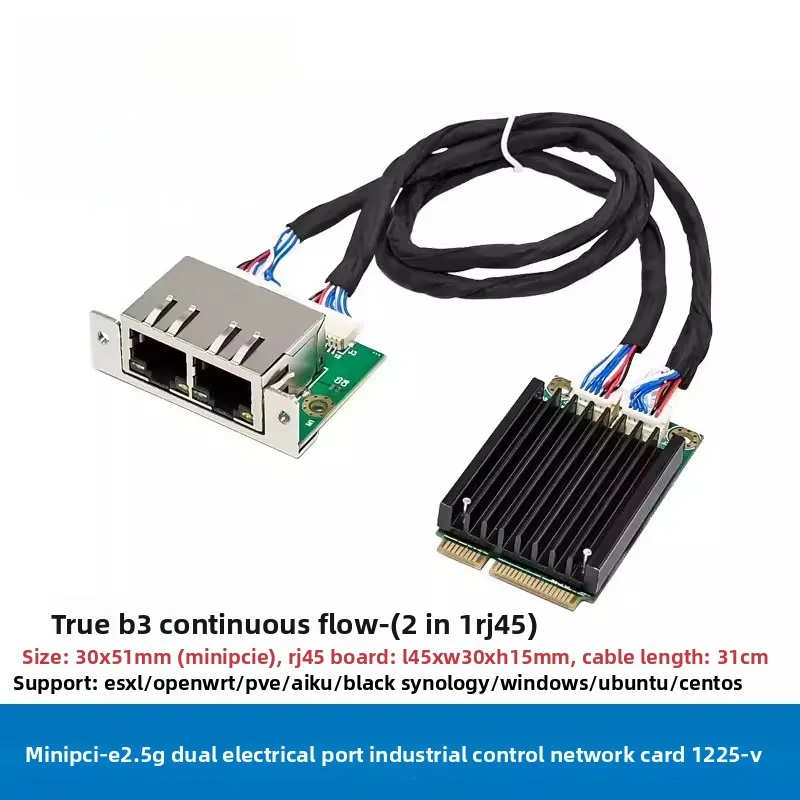 

For UGREEN Mini PCI-E to Dual 2.5G Gigabit Ethernet Network Card Intel I225V B3 for Industrial Server