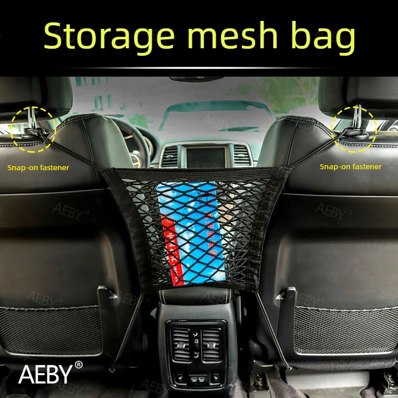 For Jeep Wrangler 2018-2023 car seat back storage bag,Net pocket for storage of miscellaneous items in the middle of the seat