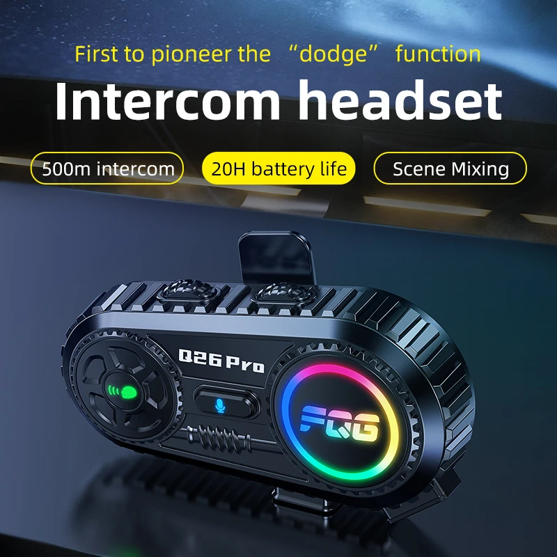 

KEBIDUMEI Q26pro Беспроводная гарнитура для мотоциклетного шлема 500 м Домофон Bluetooth6.0 Водонепроницаемые наушники Hands-free Call Наушники