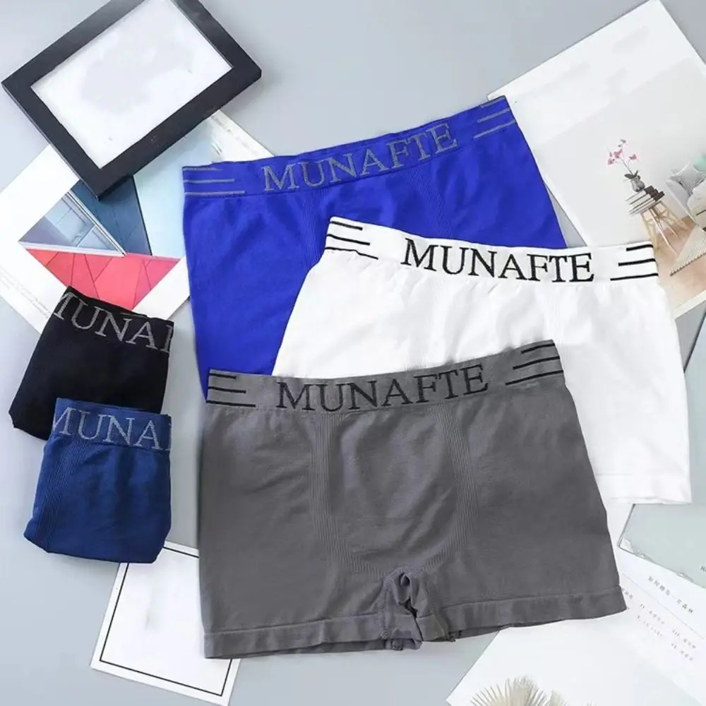 

5Pcs Quick Drying Boxer Underwear Mid-Waist Letter Elastic Boxer Briefs Seamless Lift Buttocks Men Thin Underwear Men Boy