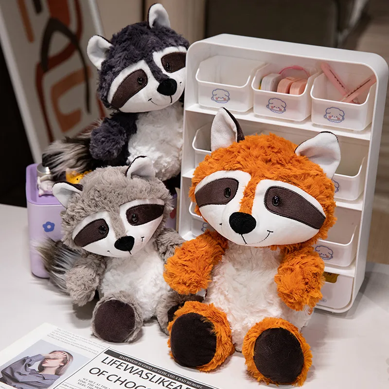 25–35 cm graues Waschbär-Plüschtier, schöner Faultier, Fuchs, niedliche weiche Kuscheltiere, Puppenkissen für Geburtstagsgeschenk, Valentinstag – Detail 12