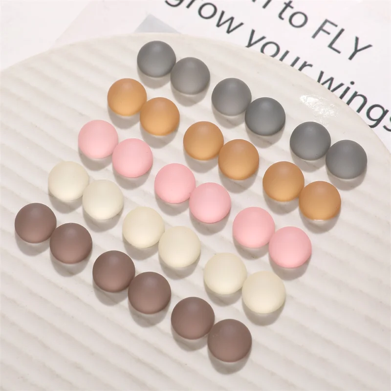 2025 neueste 100 teile/los 12mm farbe Matte wirkung geometrie runden form harz cabochon perlen diy schmuck kleidungsstück haar-accessoire