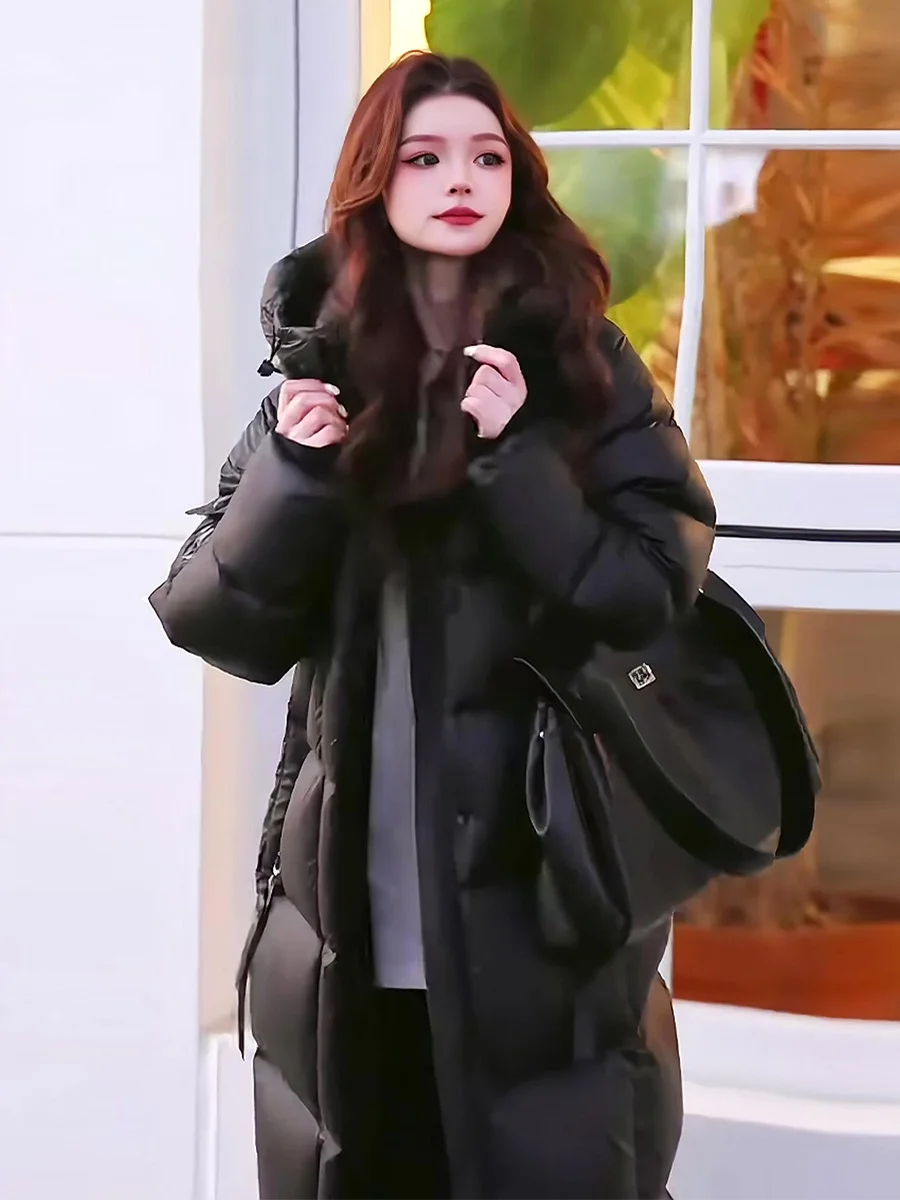 Novo Casaco Longo Branco de Inverno para Mulheres, Ultra Resistente ao Frio, Design Casual com Zíper