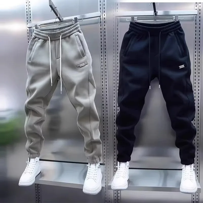 Men's Sweatpants Solid Loose Fit Mens Sweatpant Spring Fashion Black Joggers Pants Unisex Elastic Waist Track Male Trouser 2025