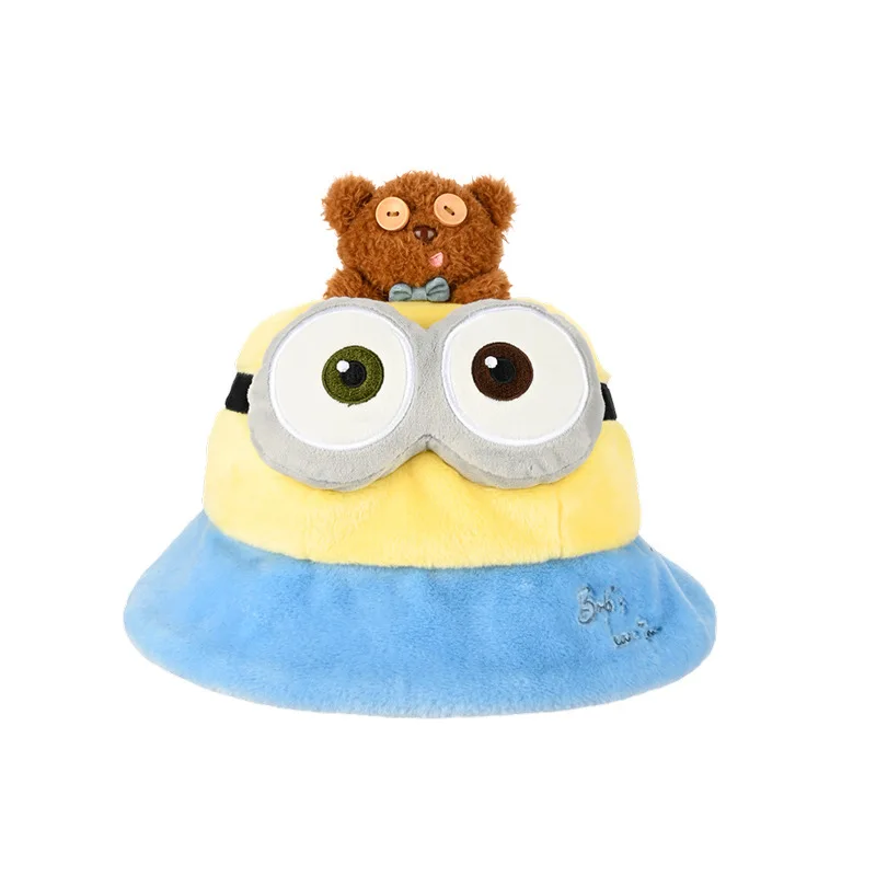 

New Cute Cartoon Minions Fisherman Hat Cute Soft Plush Tim Bear Bob Decor Winter Warm Versatile Unisex for Men Women Gifts