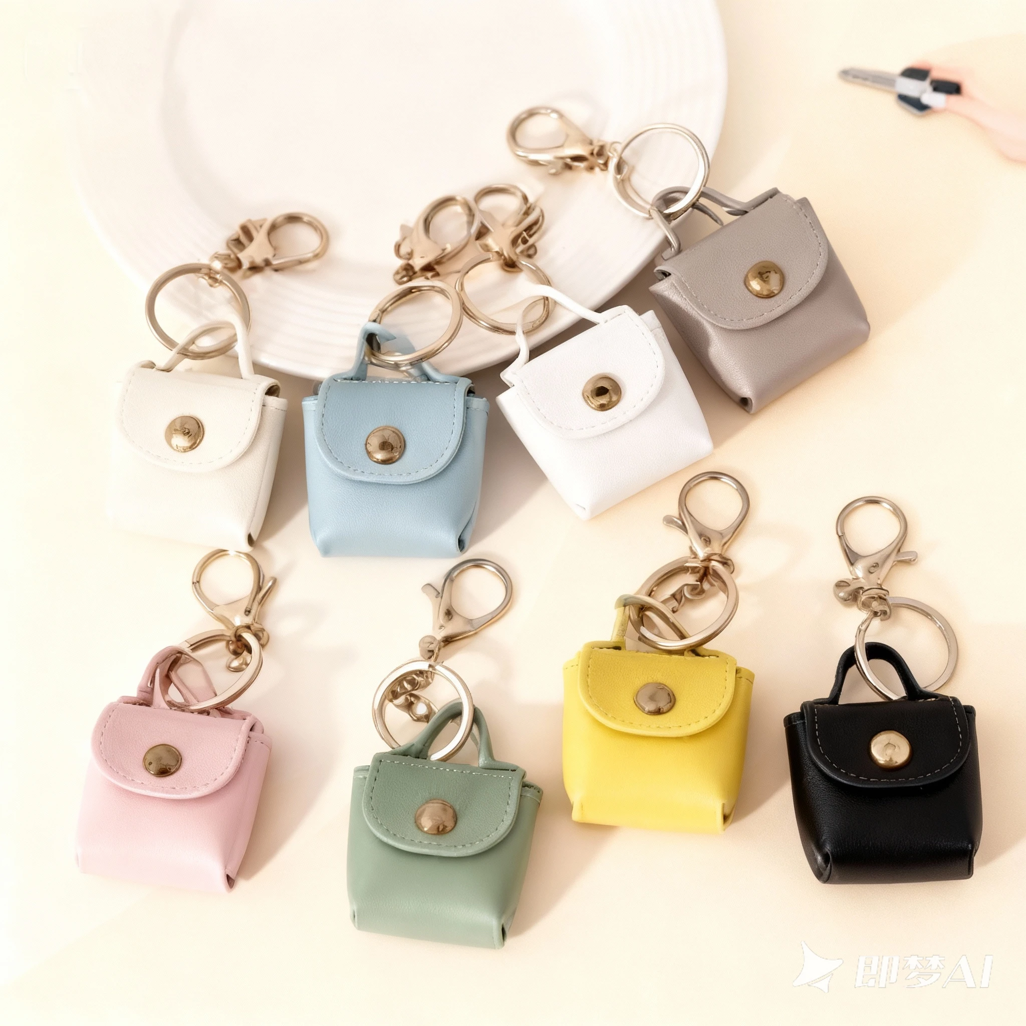 

Cross Border Wallet Mini Small Storage Bag PU Leather Solid Color Square Bag Keychain Accessories Car Pendant Made Firmly