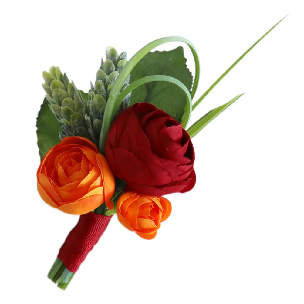 1 قطعة الصدار الورد الاصطناعي العروس العريس الزفاف بروش النمط الصيني الزفاف طوق زر في الهواء الطلق صور الدعامة الزفاف وصيفه الشرف #2