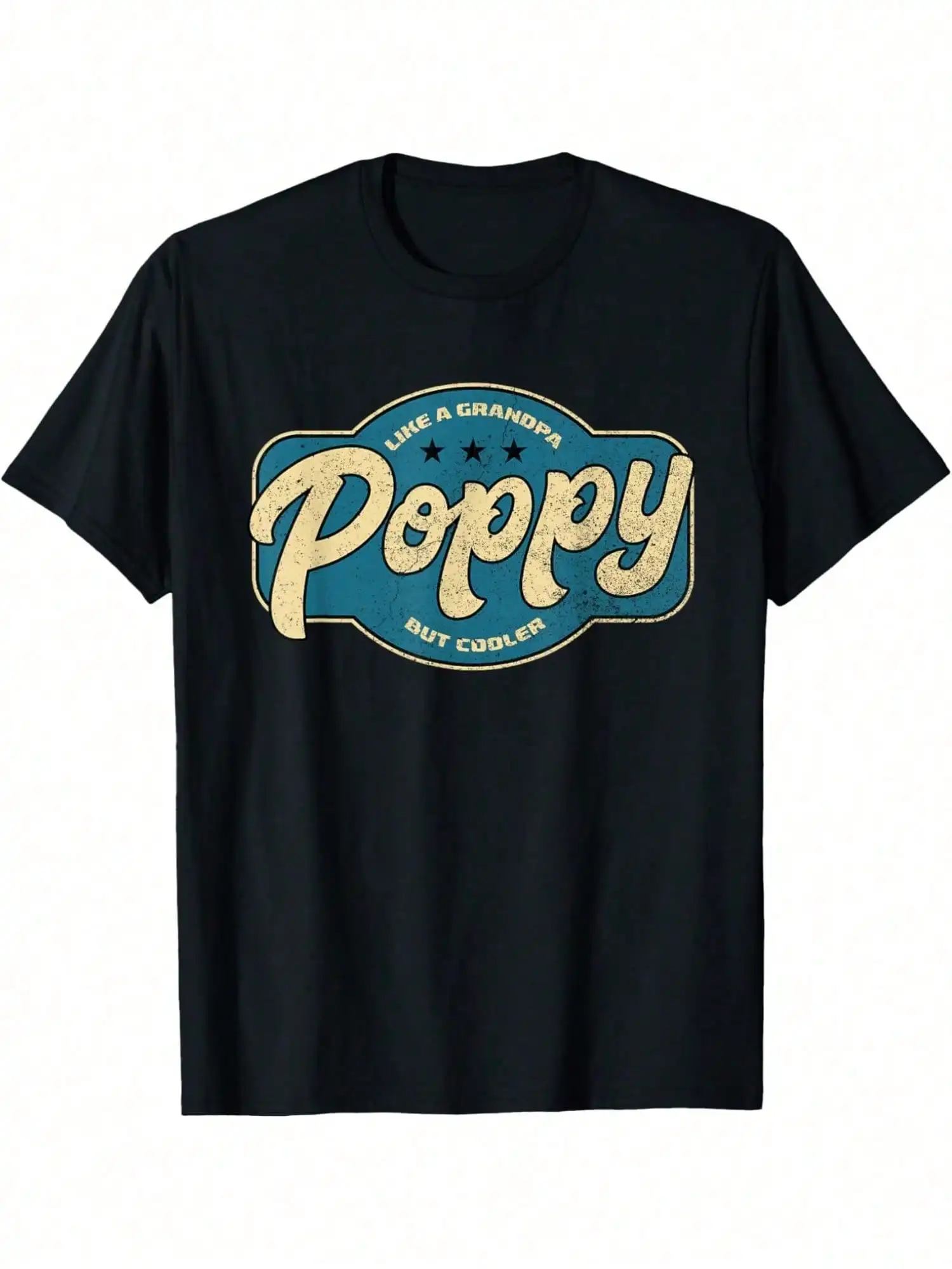 

[Perfect Gift Vintage Print T-Shirt] Poppy Cooler Than Grandpa" Men's T-Shirt - Soft Cotton, Casual Fit,