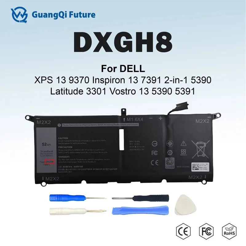 

Аккумулятор DXGH8 52 Втч для Dell XPS 13 380 Inspiron 13 7390 Latitude 3301 Vostro 13 5390 G8VCF, замена N
