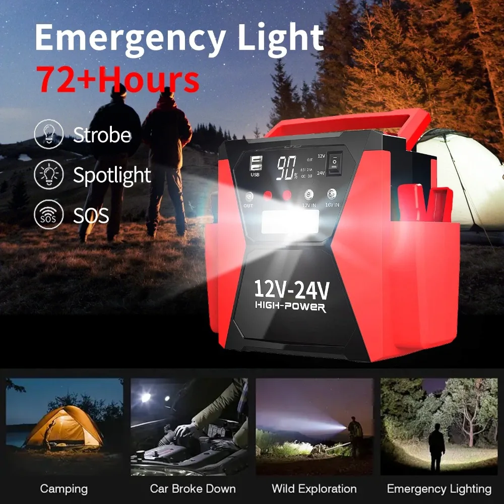 

Heavy Duty 12V/24V Car Jump Starter with 8000A Peak Current Booster Jump Starter Power Bank Jumpstarter for Truck Battery