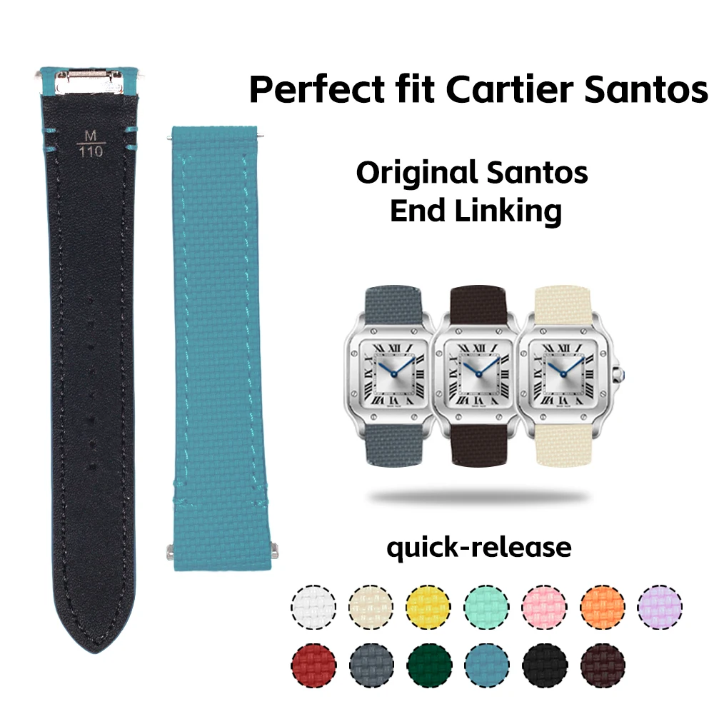 19mm 21mm Bracelet For Cartier Santos FKM Rubber Watch Band WSSA0010 WHSA0021/23 Series Quick Release Men and Women Watch Strap