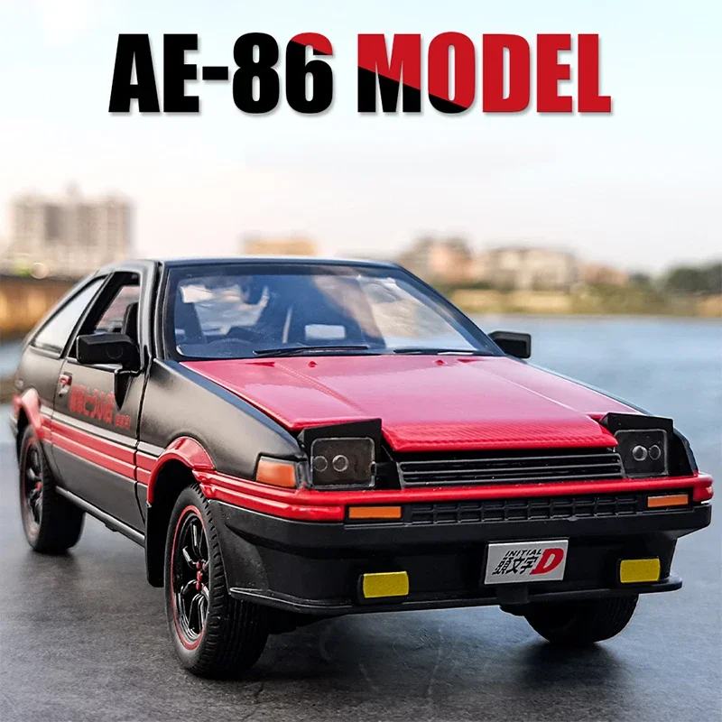 1/24 Toyota AE86 początkowy D aluminiowy model samochodu dekoracja symulacja pojazdy zabawki na prezenty z dźwiękiem światło wycofać