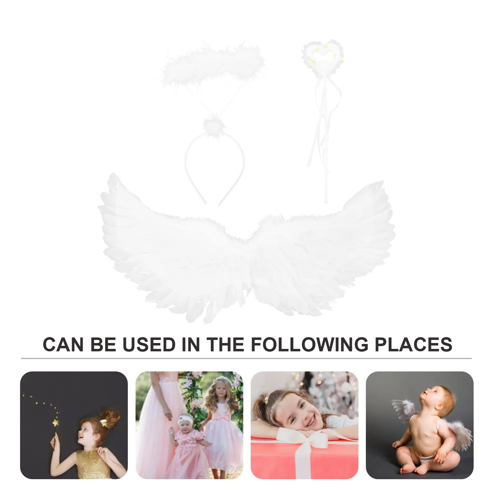 1Set Engel Flügel Prop Cosplay Fee Flügel Kostüm Set Klassische Farbe Stirnband Fee Zauberstab für Leistung Cosplay Stirnband