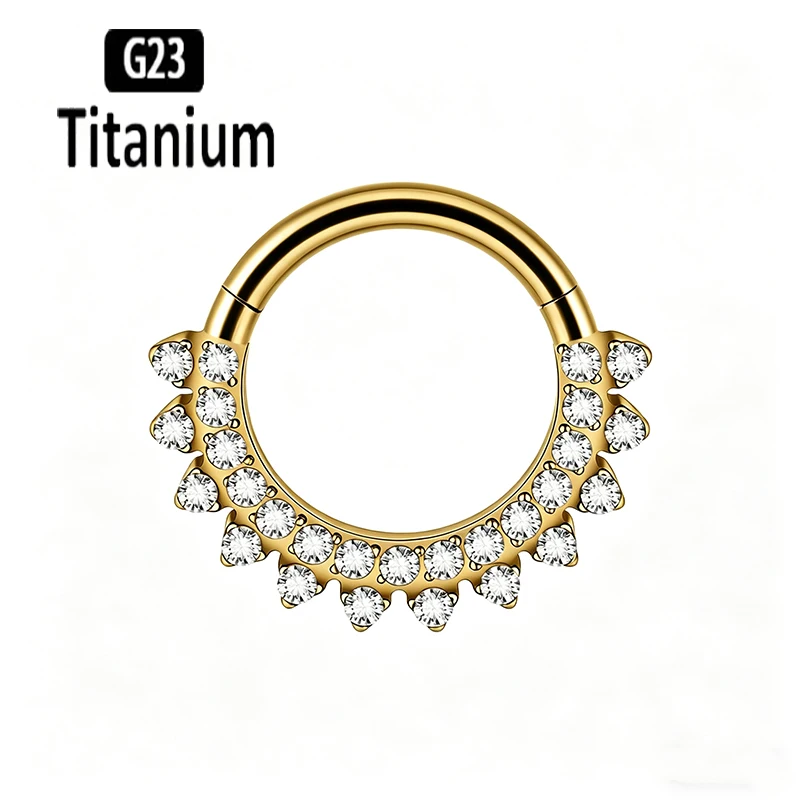 ASTM F136 Titanium CZ Hinged Segment Clicker Hoop Rings 16G Daith Helix Ear Cartilage Earrings Septum Nose Piercing Body Jewelry