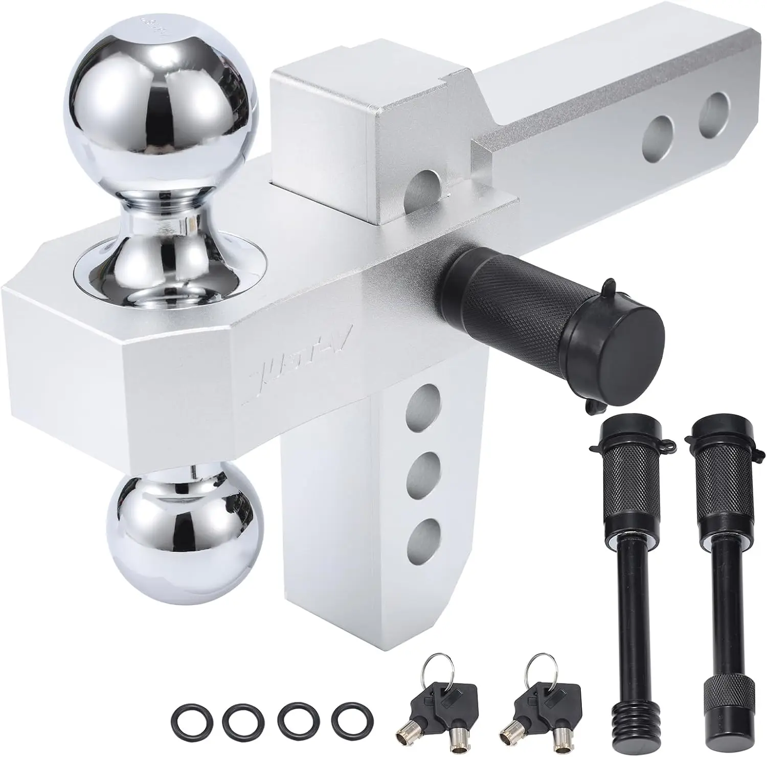 

Регулируемая сцепка прицепа подходит для 2-дюймового приемника, 6-дюймового откидного и подъема Сверхмощные алюминиевые буксирные сцепки для тяжелых условий эксплуатации 12500 фунтов GTW с двойным разъемом