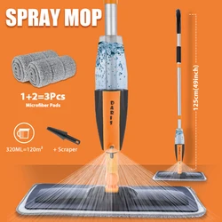 DARIS Spray Floor Mop with Reusable Microfiber Pads 120cm Long Handle Flat Mop For Home Kitchen Laminate Tiles Floor Cleaning