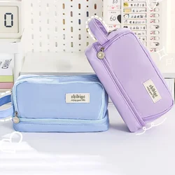 Sac à crayons multicouches pour filles, étui à stylos de grande capacité, sacs de rangement mignons, poudres à stylos, fermeture éclair, fournitures scolaires pour étudiants