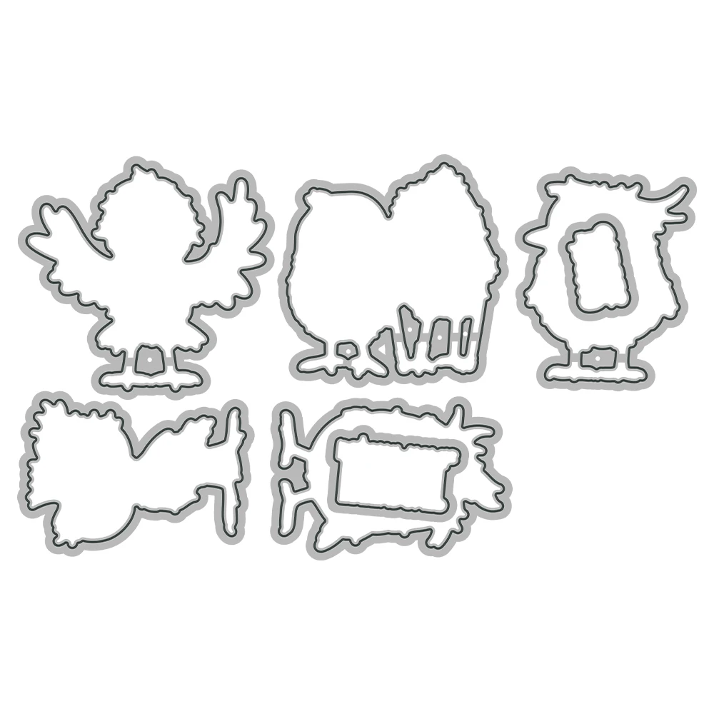 Mangocraft Cute Cartoon Funny Birds Cutting Dies Clear Stamp DIY Scrapbooking Metal Dies Silicone Stamp For Cards Albums Decor