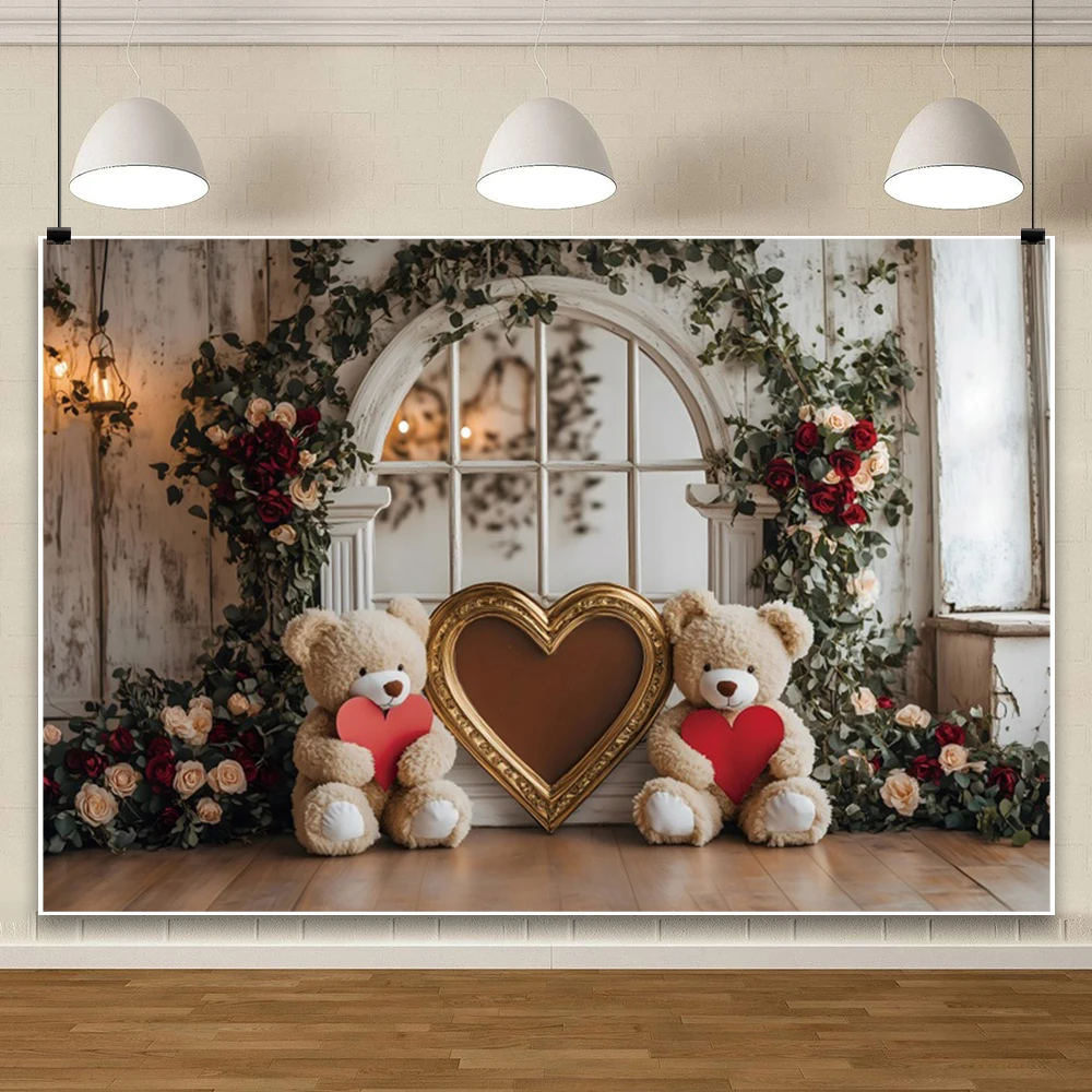 Arrière-Plan de Photographie de Léon, Ours, Rose Rouge, Cœur, ixdes Mères, Patients, Décorations de ixPréChristophe, Accessoires Photo