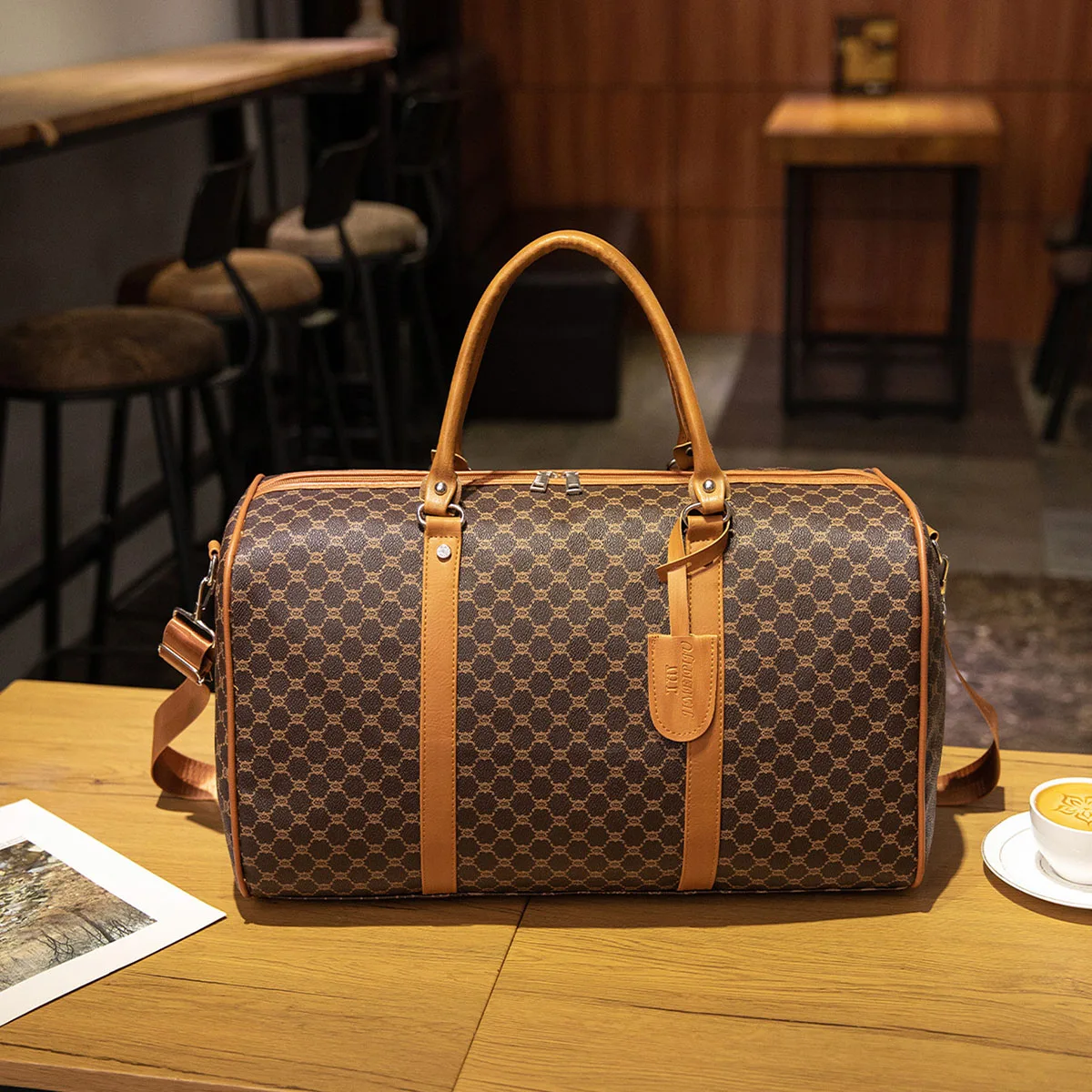 

Fashionable Retro Dark-Colored Luggage Organizer Handbag, Sturdy and Durable with Smooth Zipper, Large Capacity for Carrying Suits, Clothes, Documents, Laptops, Shoes, Single Shoulder Crossbody with Dual Handles, Portable and Labor-Saving, Suitable for Tr