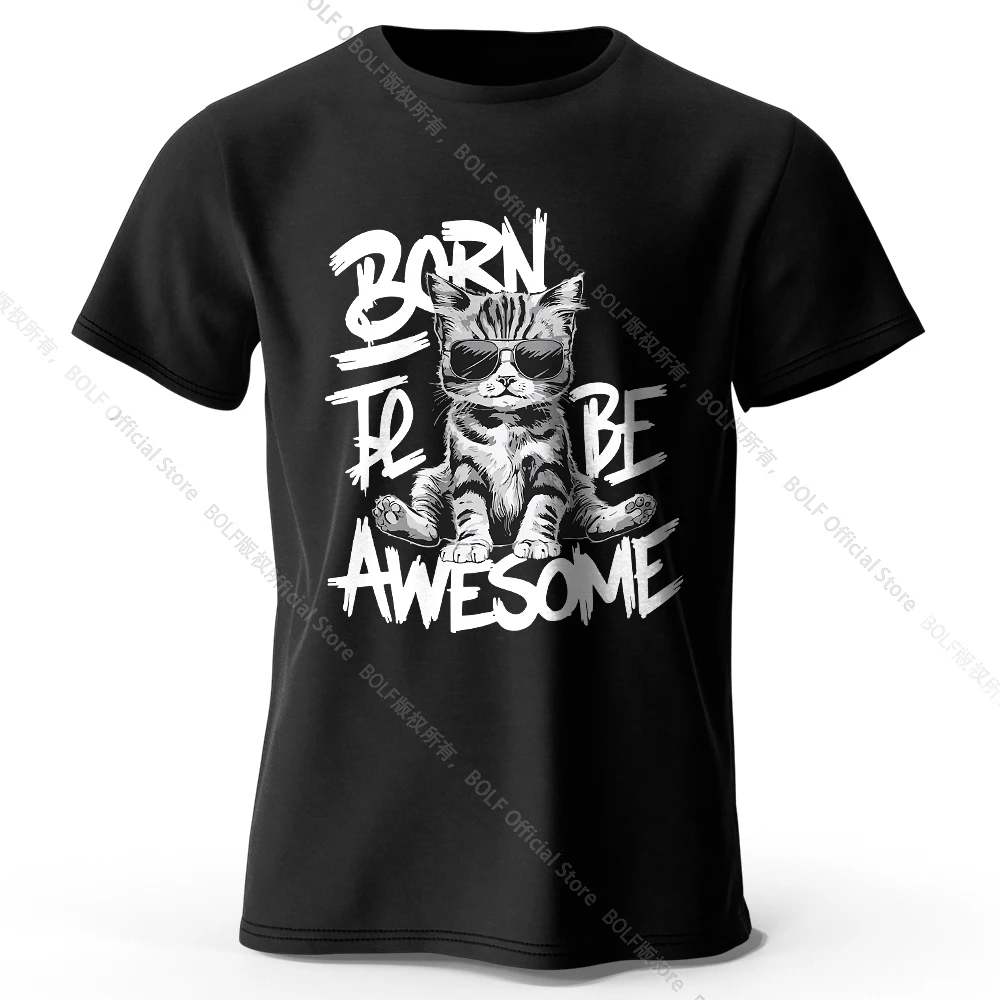 

2025 Mens Cool Cat T-Shirt Cotton Handsome Feline Graphic Tee for Men and Women Streetwear Style