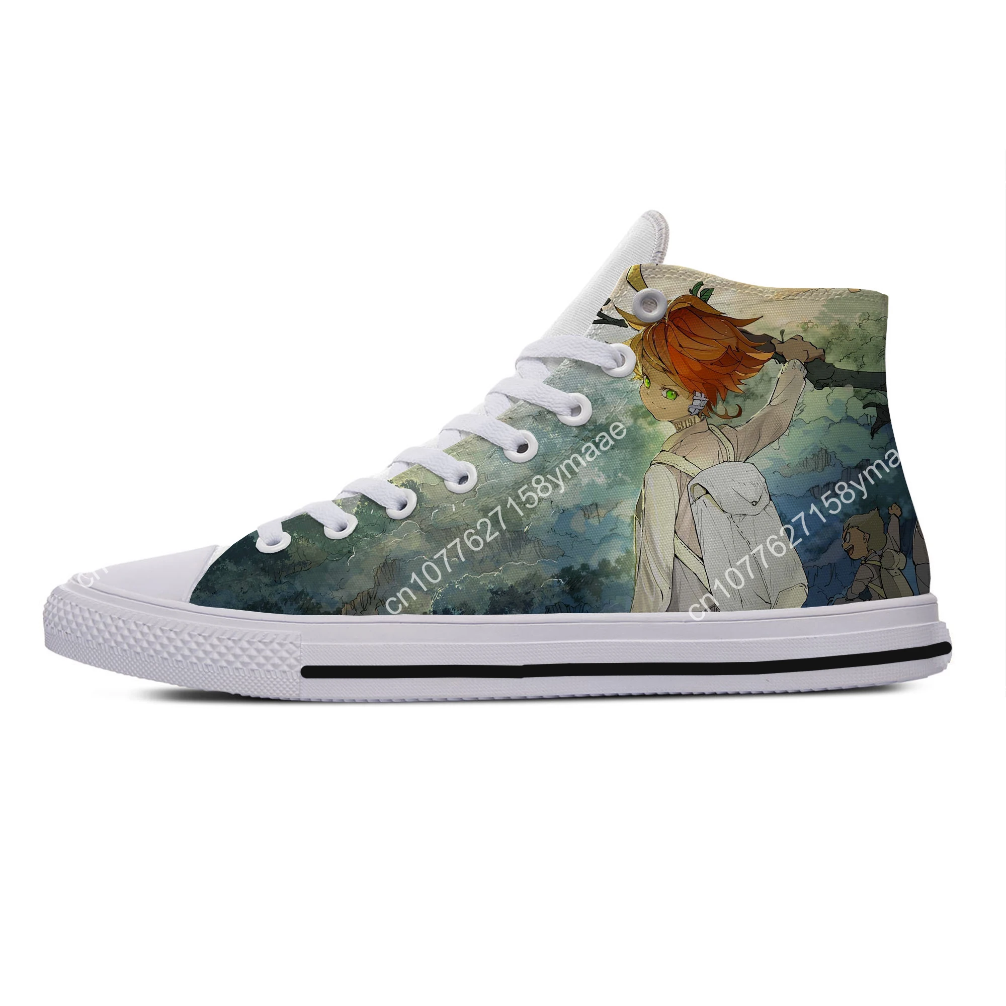 Hot Cool Summer Anime The Promised Yakusoku No Neverland Emma Ray Norman Women Men Lightweight Fashion High Help Canvas Shoes