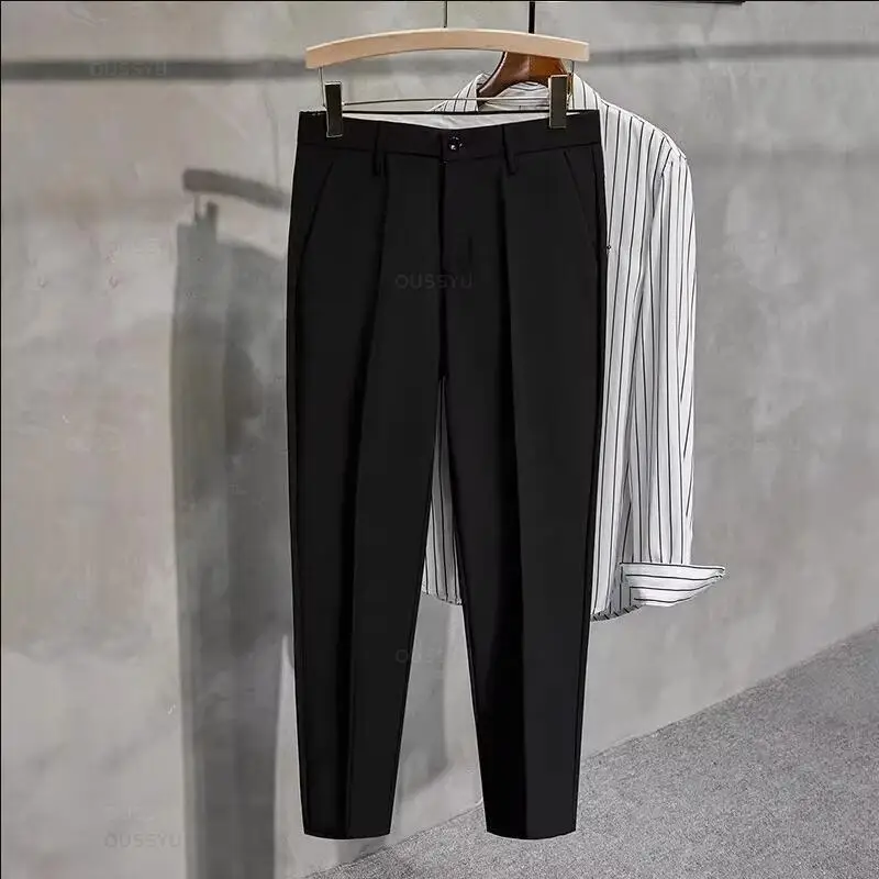 New Spring Autumn Suit Pants Men Business Classic Grey Black Khaki Straight Korean Formal Trousers Male Plus Size 27-40 42