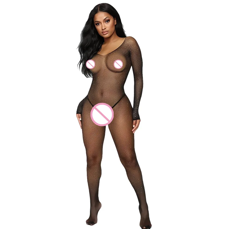 Sexy Women's Underwear Women's One-piece Trousers One Piece Open Bra Panty Free Silk Stockings One-piece Teddy Underwear Set