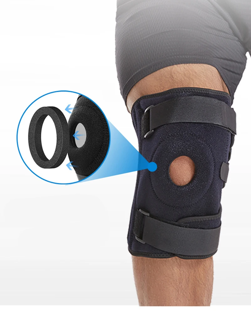 XL-8XL Große Sport-Kniebandage mit verstellbarem Riemen, Silikon-Feder-Kniestütze, Patella-Schutz, Knieschoner zum Laufen, Wandern – Detail 3