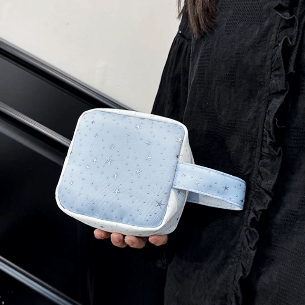 Star Pattern Sanitary Towel Organizer Handheld Portable Makeup Storage Bag Zipper Contrast Color Handheld Storage Bag Daily Use