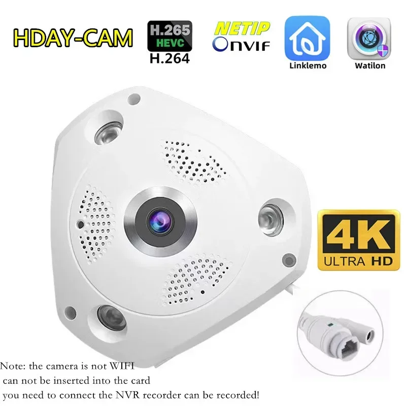 4K  8MP 5MP Fisheye Camera IP 1080P POE Indoor Home Security Panaromic 180 360 Degree IP Dome CCTV Camera Motion Detection ONVIF